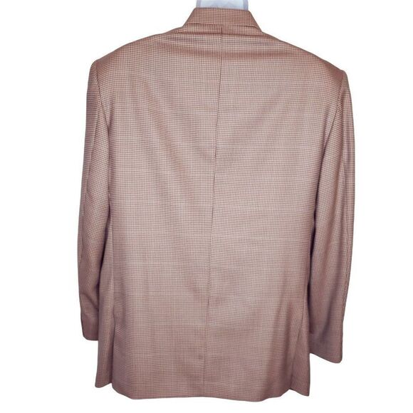 Vintage Mario Desutti Pink Taupe Brown Blazer Sport Coat Sz L Blue Stripe - Picture 2 of 6